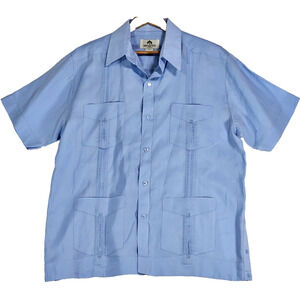 Mojito Collection Men's Shirt Short Sleeve 100% Linen Blue Size 1X ButtonUp NWOT